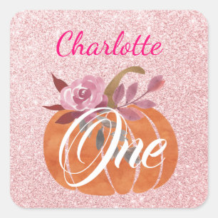 Sticker Carré Fleurs d'automne de pumpkin Fête du premier annive