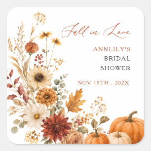 Sticker Carré Fleurs d'automne Mariage Fête de Fiançailles Citro