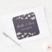 Sticker Carré Fleurs de cerisier blanc Sakura Mariage pourpre (Enveloppe)