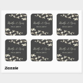 Sticker Carré Fleurs de cerisier crème Mariage Sakura blanc (Feuille)