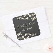 Sticker Carré Fleurs de cerisier crème Mariage Sakura blanc (Enveloppe)