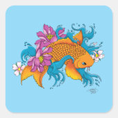 Sticker Carré Fleurs de cerisiers de Lotus Koi Fish (Devant)