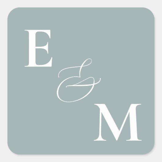 Sticker Carré Fleurs de chalet romantiques Sage Bleu (Devant)