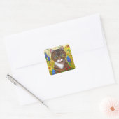 Sticker Carré Fleurs de chats Tabby Art Floral Créationarts (Enveloppe)