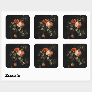 Sticker Carré Fleurs de Dahlia florales vives