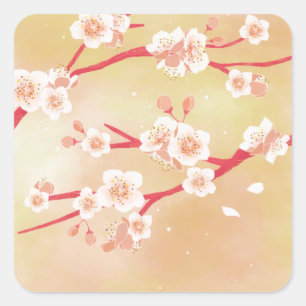 Sticker Carré Fleurs de fleurs de fleurs de cerisiers en fleurs
