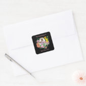 Sticker Carré Fleurs de hérisson mignonnes (Enveloppe)