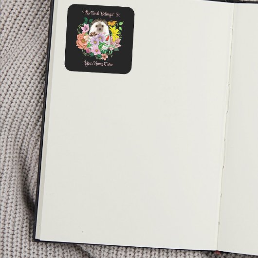 Sticker Carré Fleurs de hérisson mignonnes