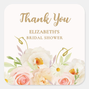 Sticker Carré Fleurs de jardin chic pour Baby Shower