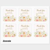 Sticker Carré Fleurs de jardin chic pour Baby Shower (Feuille)