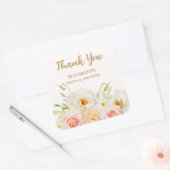Sticker Carré Fleurs de jardin chic pour Baby Shower (Enveloppe)