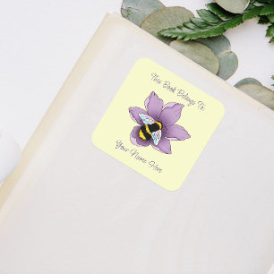 Sticker Carré Fleurs de lavande de bourdon Jaune