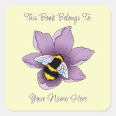 Sticker Carré Fleurs de lavande de bourdon Jaune (Devant)