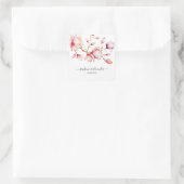 Sticker Carré Fleurs de Magnolia rose Aquarelle (Sac)