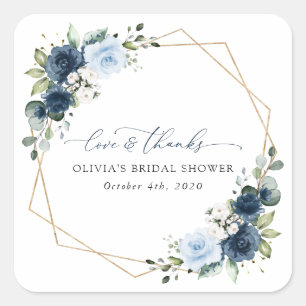 Sticker Carré Fleurs de marine, Fleurs bleues, Boho, Fête des ma