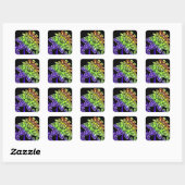 Sticker Carré Fleurs de néon (Feuille)