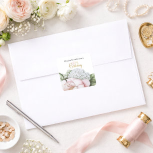 Sticker Carré Fleurs de Paon Rose Fard Anniversaire 18 Ans