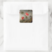 Sticker Carré Fleurs de passion avec tête de colibris (Sac)