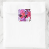 Sticker Carré Fleurs de pois doux roses, violettes et blanches e (Sac)
