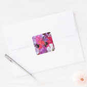 Sticker Carré Fleurs de pois doux roses, violettes et blanches e (Enveloppe)