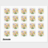 Sticker Carré Fleurs de printemps à l'aquarelle Tulipes (Feuille)