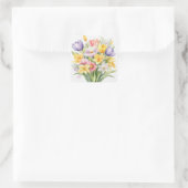 Sticker Carré Fleurs de printemps à l'aquarelle Tulipes (Sac)