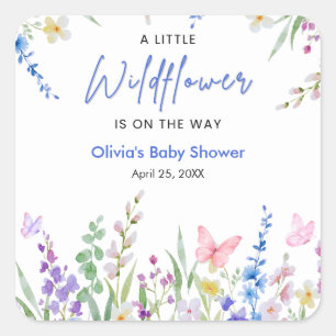 Sticker Carré Fleurs de printemps Un peu Baby Shower de fleurs s