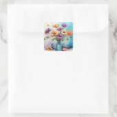 Sticker Carré Fleurs de ressort d'aquarelle (Sac)