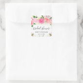 Sticker Carré Fleurs de roses roses aquarelles Shower de mariage (Sac)