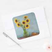 Sticker Carré Fleurs de soleil dans le vase sur la table (Enveloppe)