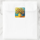 Sticker Carré Fleurs de soleil jaunes dans un vase jaune (Sac)