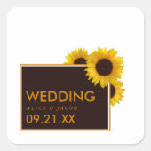 Sticker Carré Fleurs de soleil rustiques - Mariage floral (Devant)