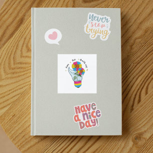 Sticker Carré Fleurs de soleil transexuelles LGBTQ dans une ampo