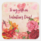 Sticker Carré Fleurs de Steampunk victorienne Coeurs Saint-Valen (Devant)