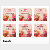 Sticker Carré Fleurs de Steampunk victorienne Coeurs Saint-Valen (Feuille)