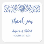 Sticker Carré Fleurs de talavera bleu (Devant)