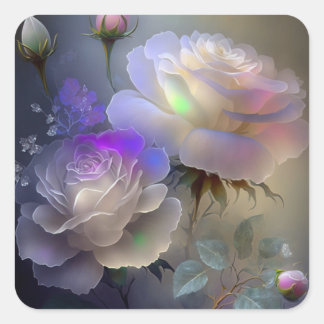 Sticker Carré Fleurs de Teinte Iridescente