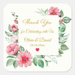 Sticker Carré Fleurs de Tilleul Hibiscus Tropical Rose & Merci M