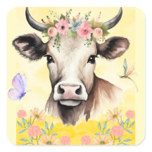 Fleurs de vache aquarelle dans un pré