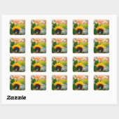 Sticker Carré Fleurs d'été (Feuille)