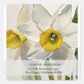 Sticker Carré Fleurs d'Iris aquarelle modernes (Devant)