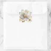 Sticker Carré Fleurs d'or blanc romantique merci (Sac)