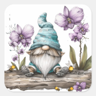 Sticker Carré Fleurs d'orchidées Gnome