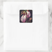 Sticker Carré Fleurs d'orchidées rose Lady Slipper (Sac)