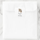 Sticker Carré Fleurs Élégantes Feuillage et plumes Mariage Date (Sac)
