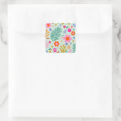 Sticker Carré Fleurs Et Feuilles 01 Vert Floral (Sac)