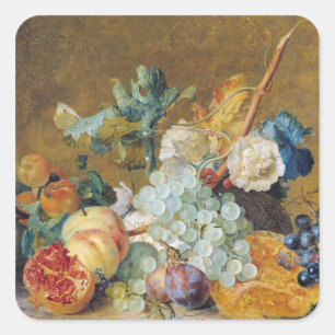 Sticker Carré Fleurs et fruits