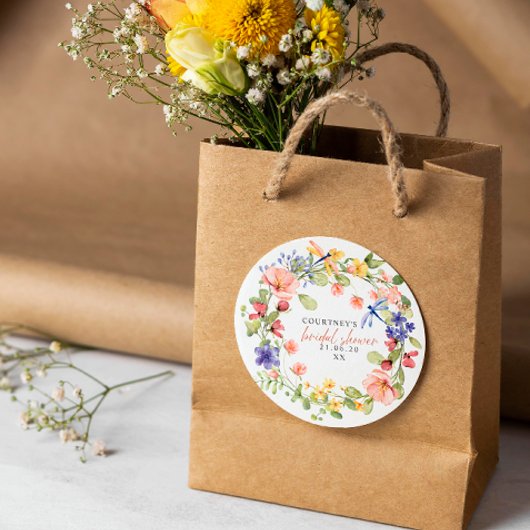 Sticker Carré Fleurs et libellules Fête des mariées de couronne