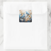 Sticker Carré Fleurs et Oiseaux (Sac)