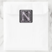 Sticker Carré Fleurs et points Monogramme "N" (Sac)